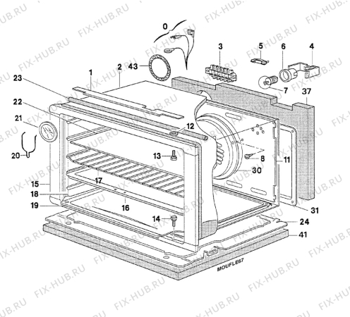 Взрыв-схема плиты (духовки) Zanussi ZC604VW1 - Схема узла Oven body